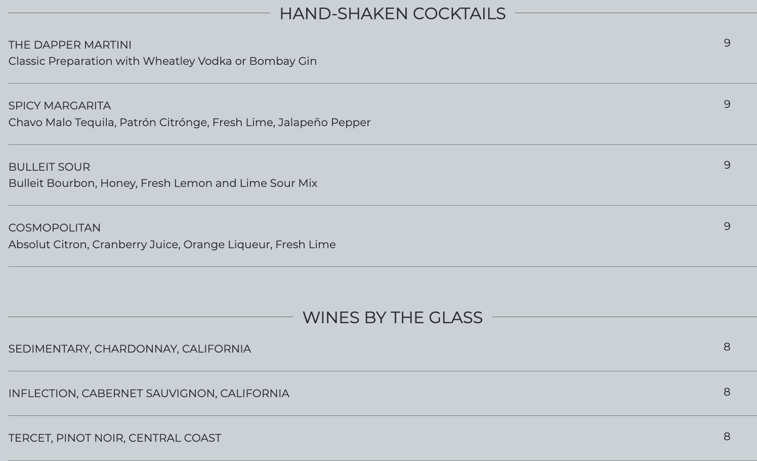 Drink Menu