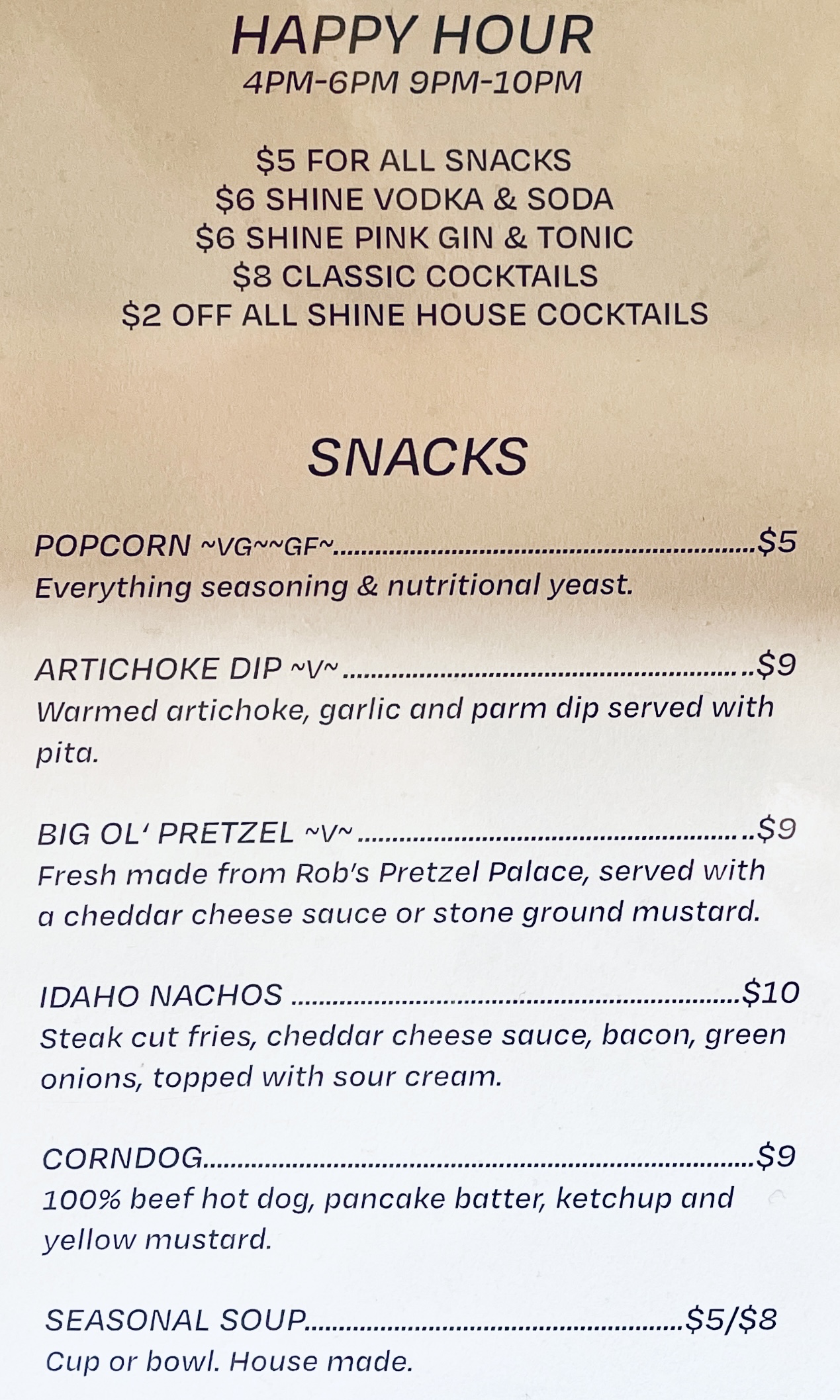 Food & Drink Menu