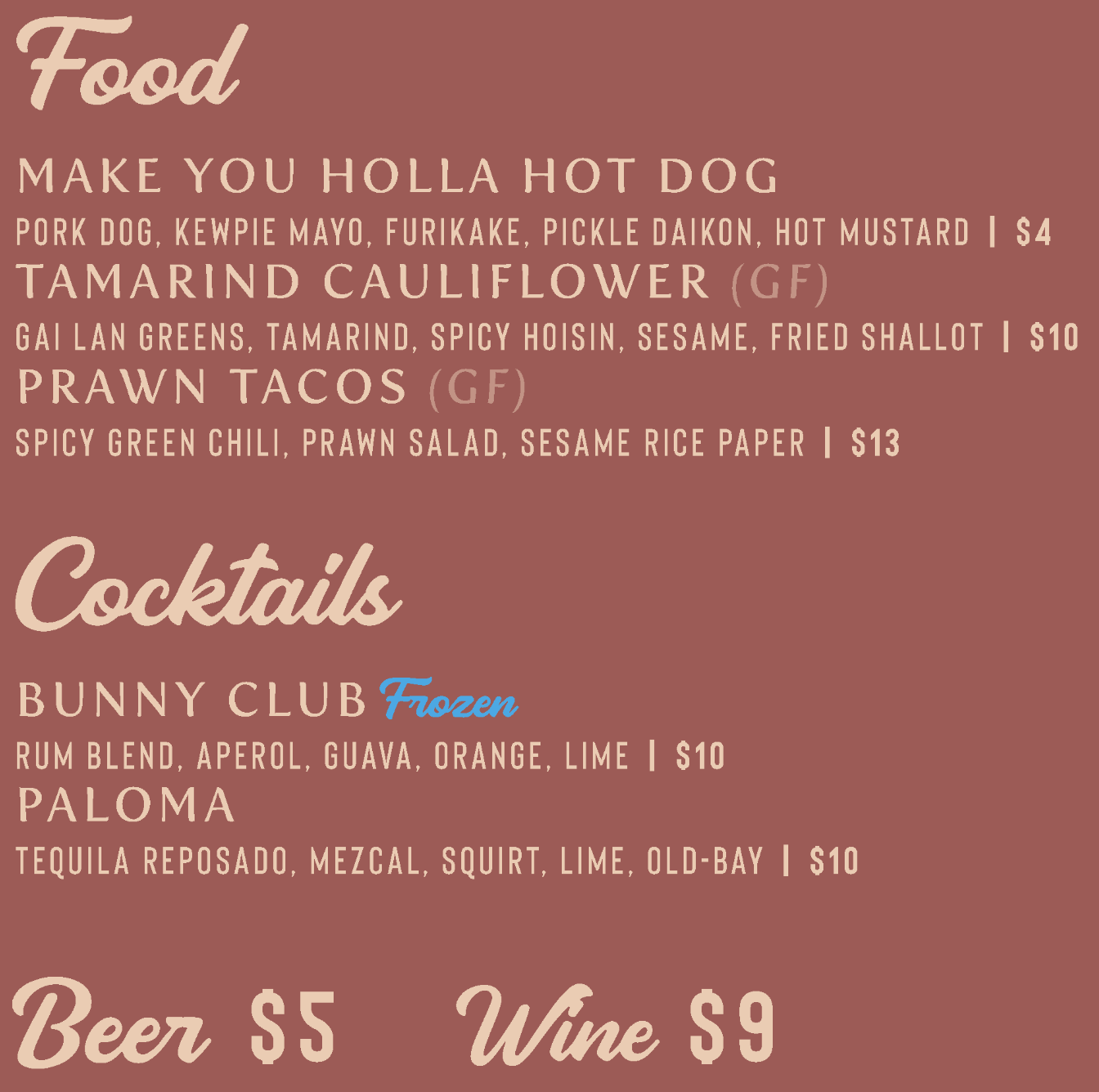 Food & Drink Menu