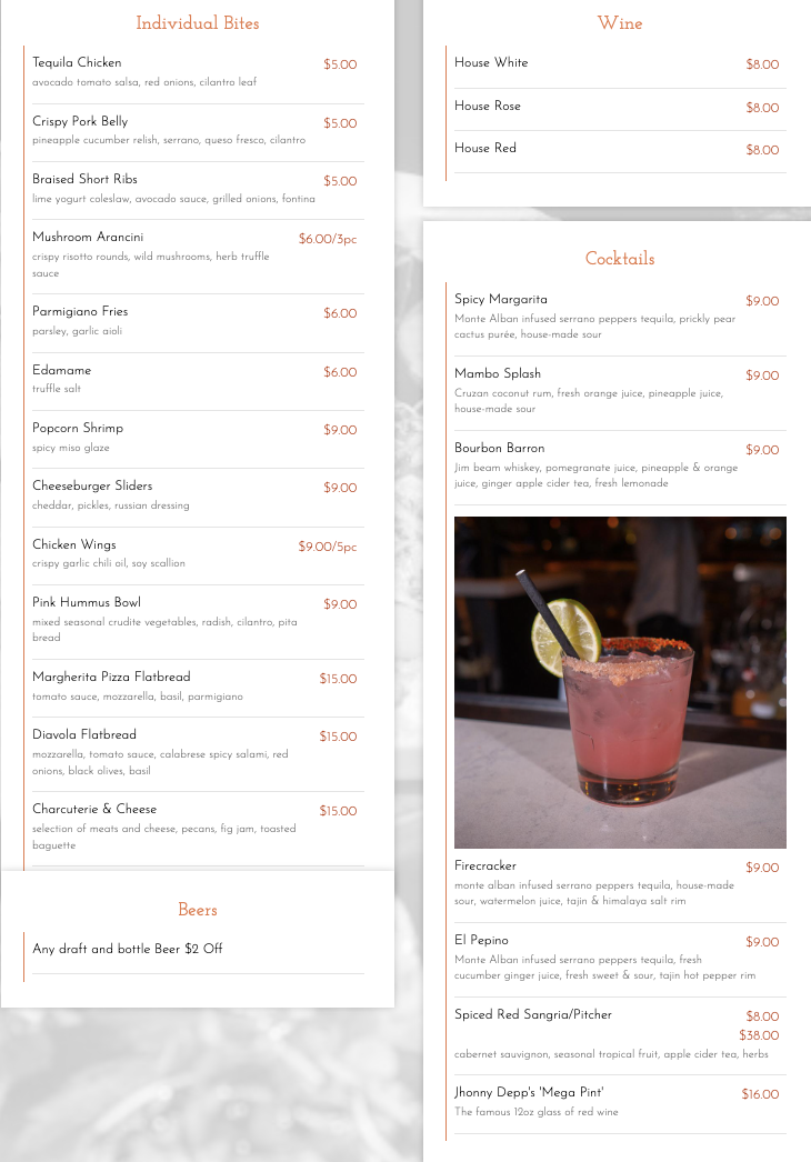 Food & Drink Menu