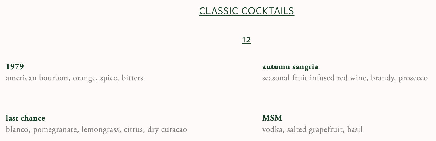 Drink Menu
