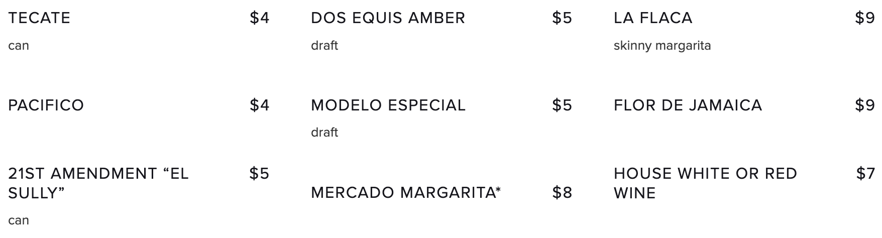 Drink Menu