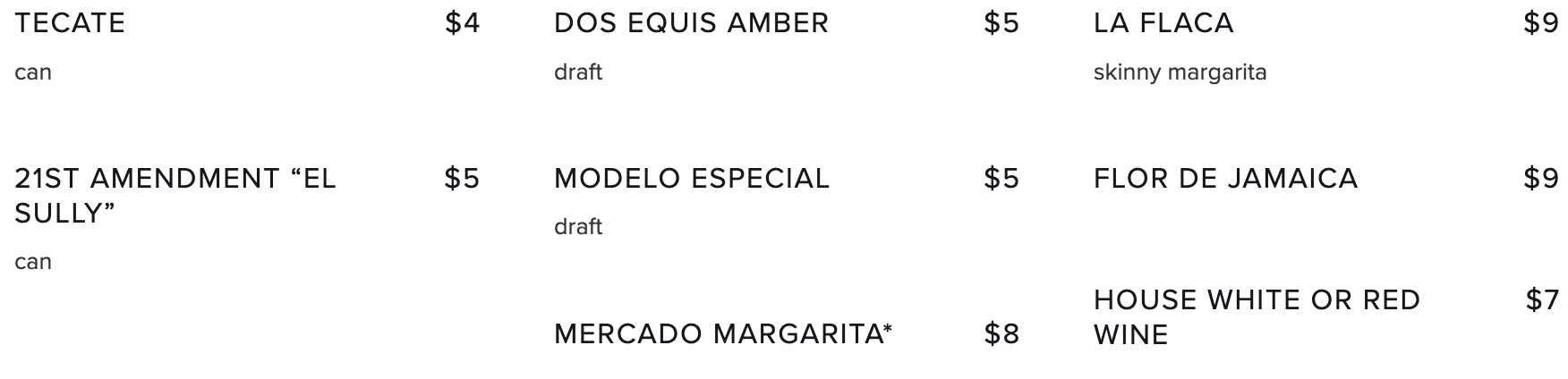 Drink Menu