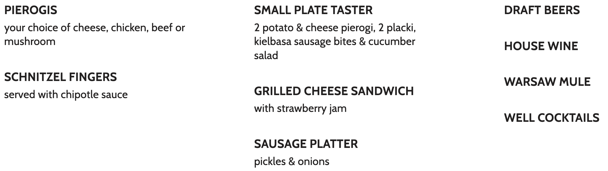 Food & Drink Menu