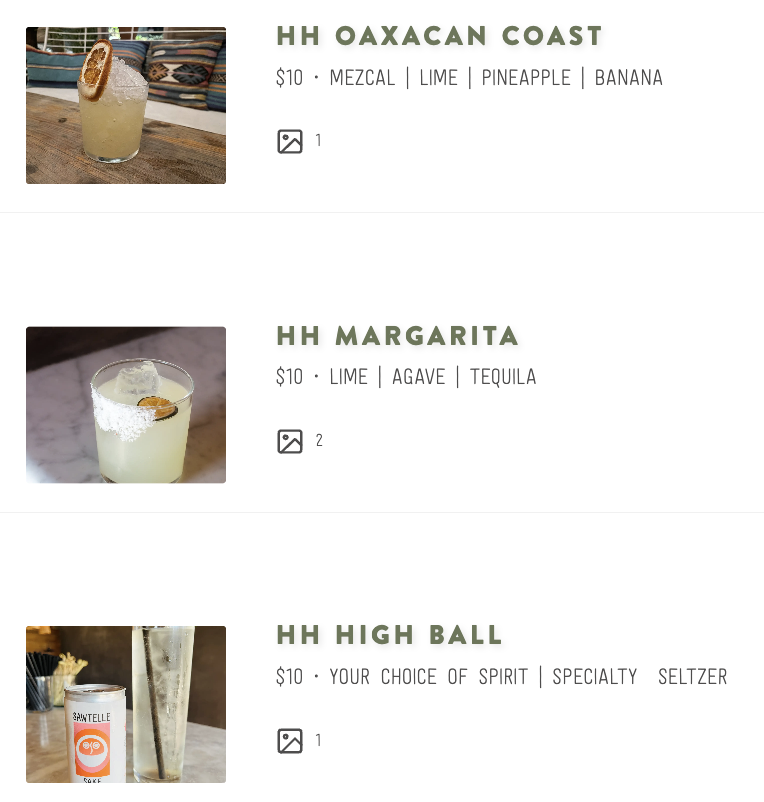 Drink Menu