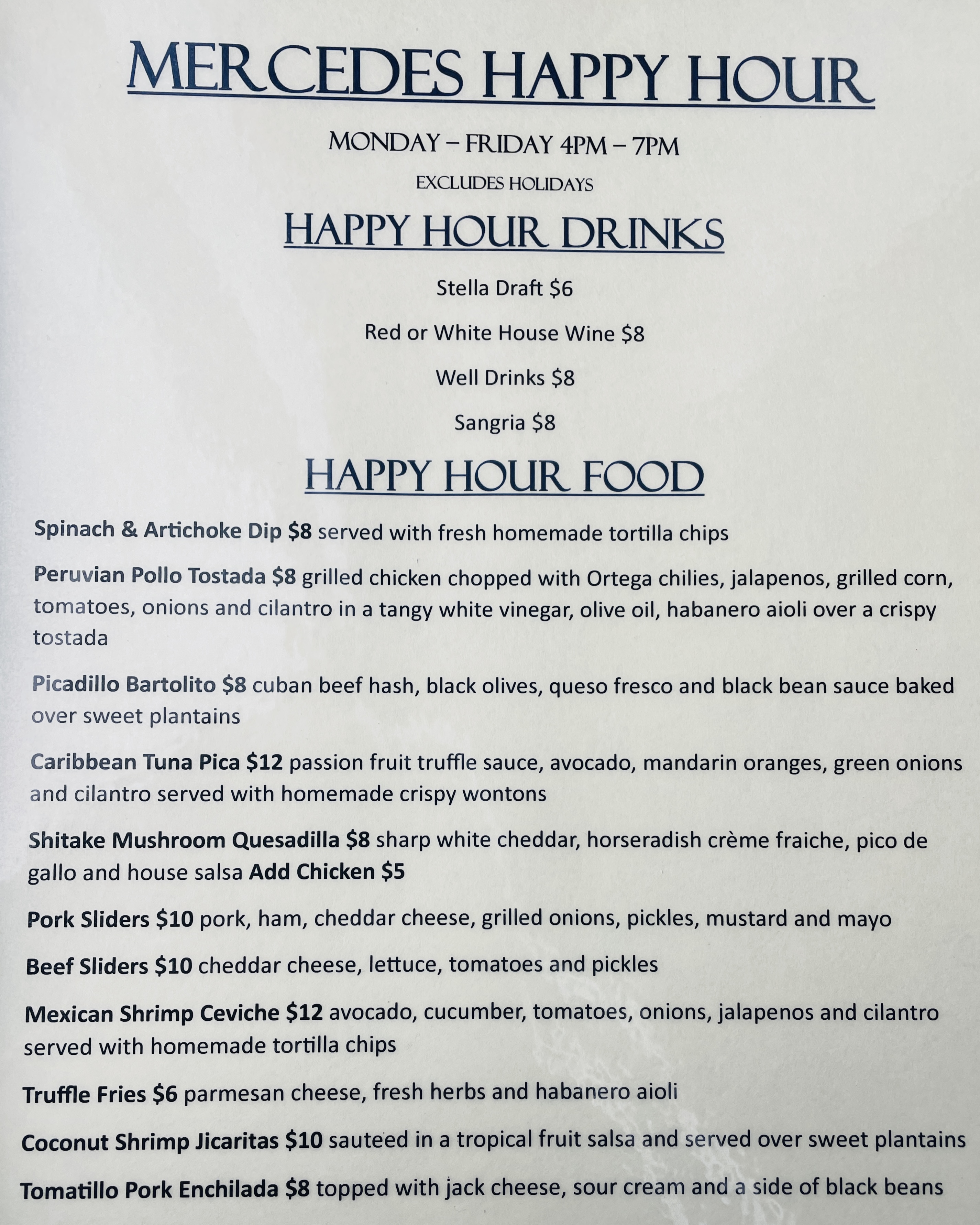 Food & Drink Menu