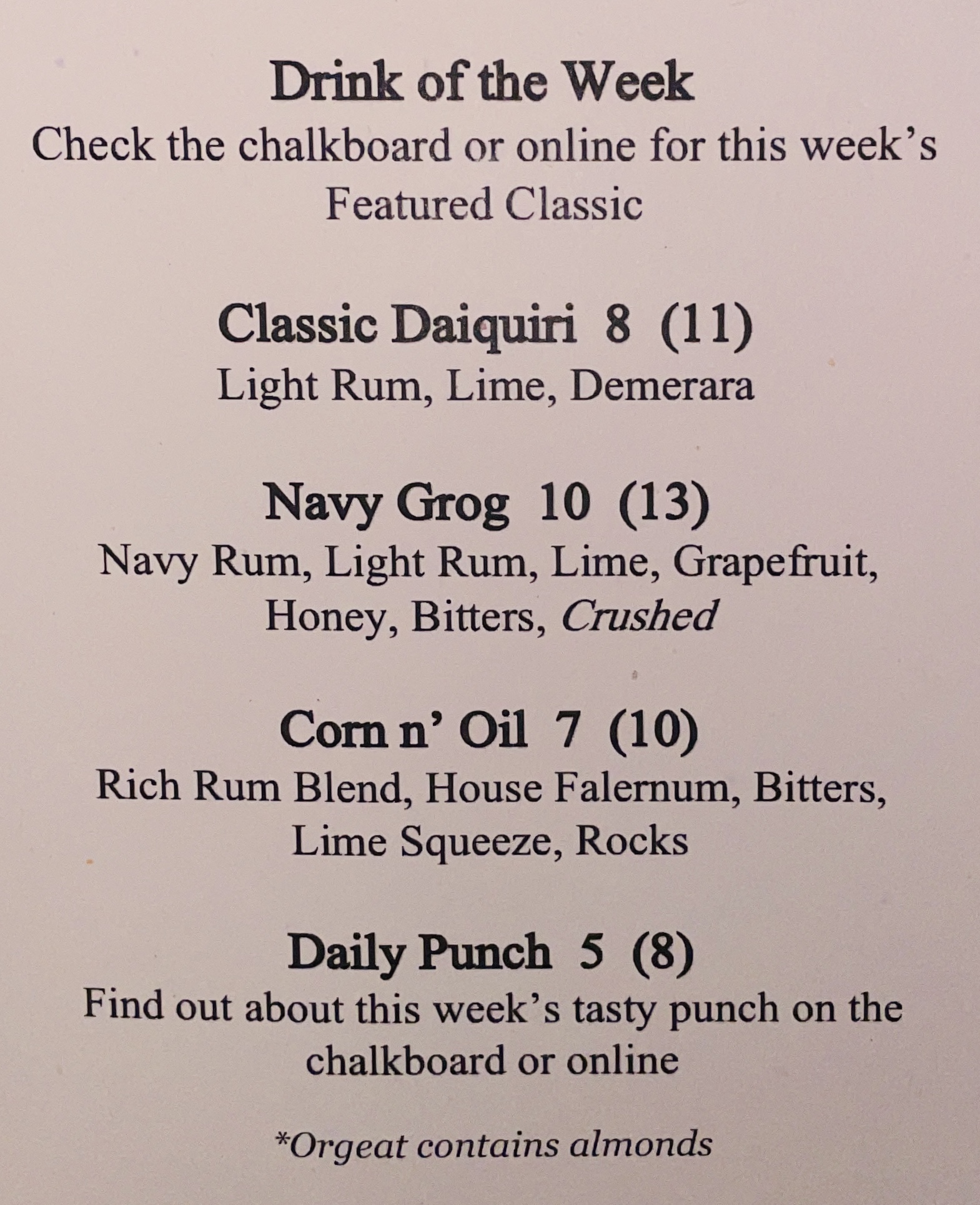 Food & Drink Menu