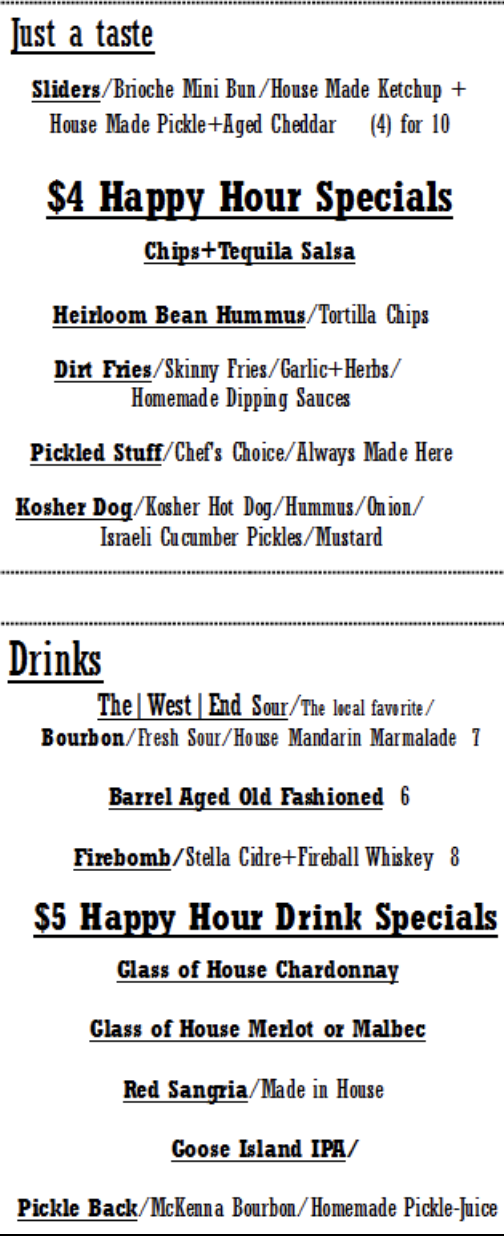 Food & Drink Menu