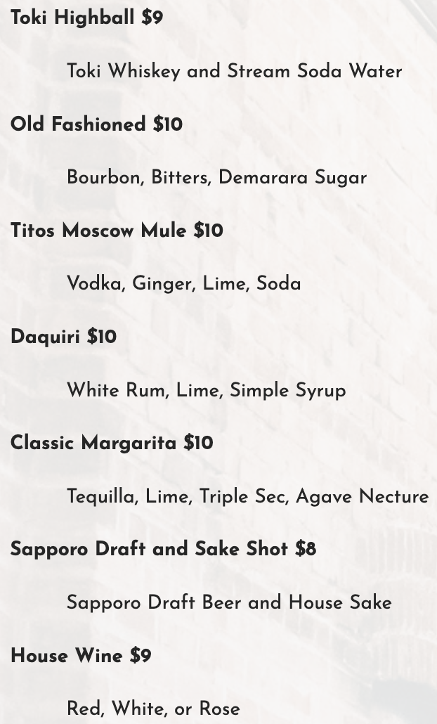Drink Menu