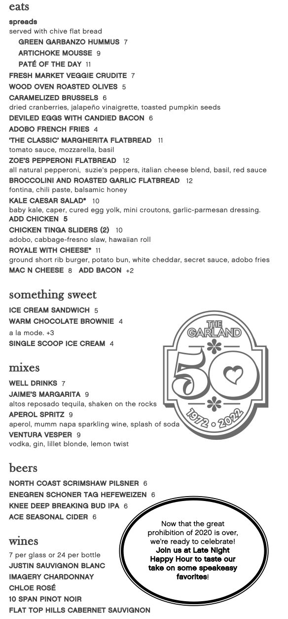 Food & Drink Menu