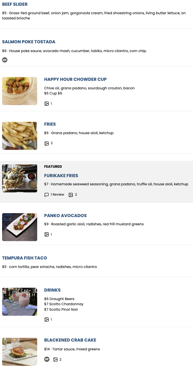 Food & Drink Menu
