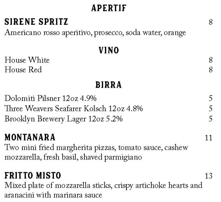 Food & Drink Menu