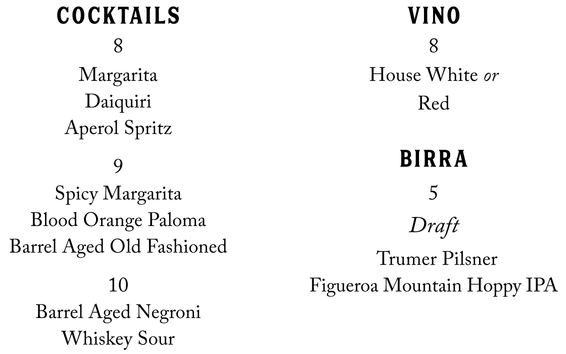 Drink Menu