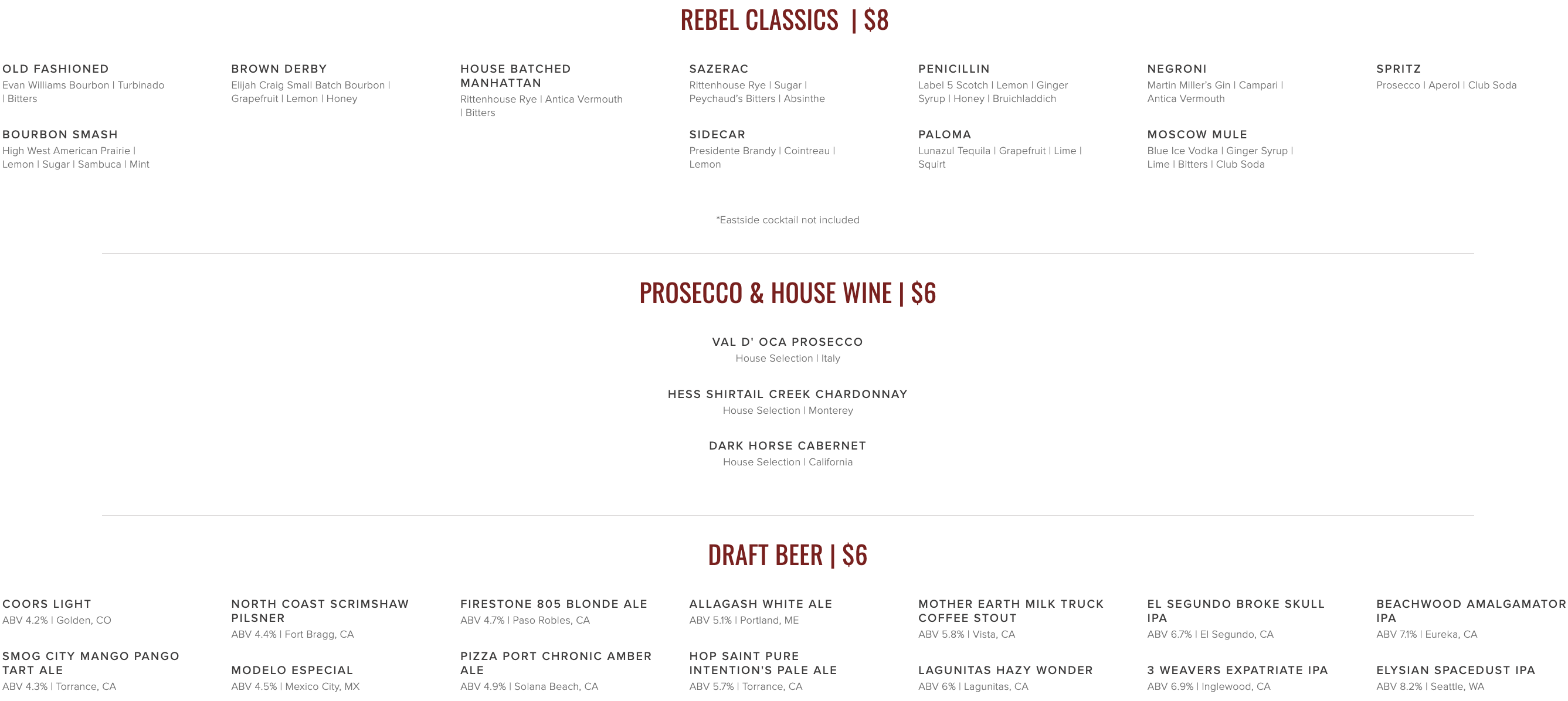Drink Menu