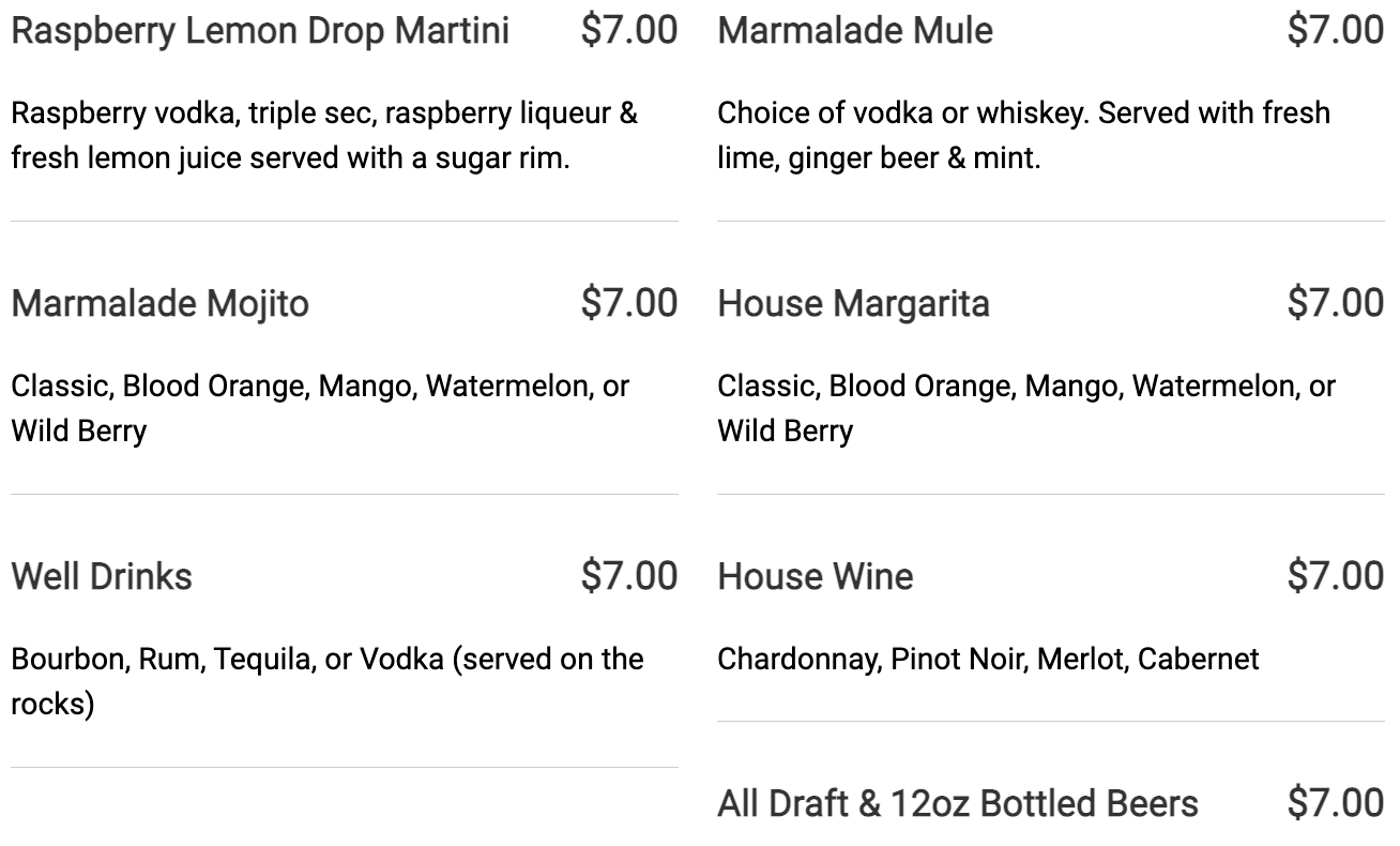Drink Menu