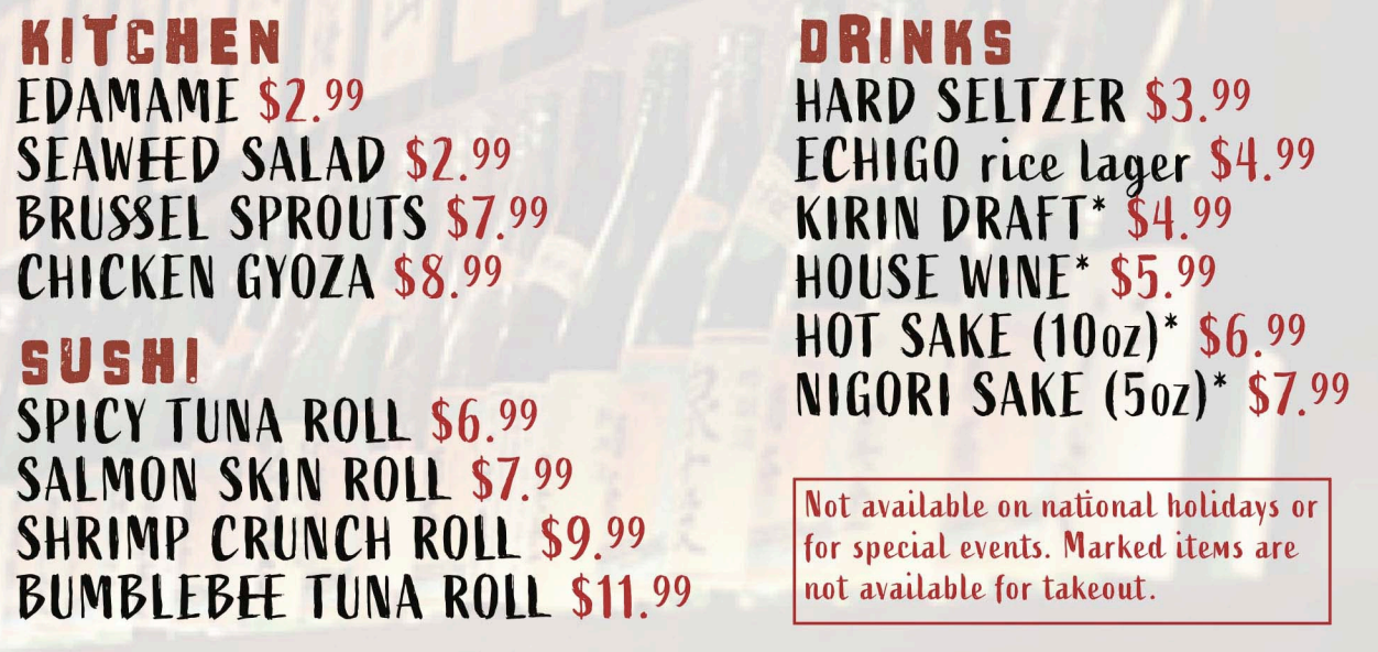 Food & Drink Menu