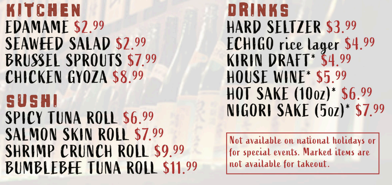 Food & Drink Menu