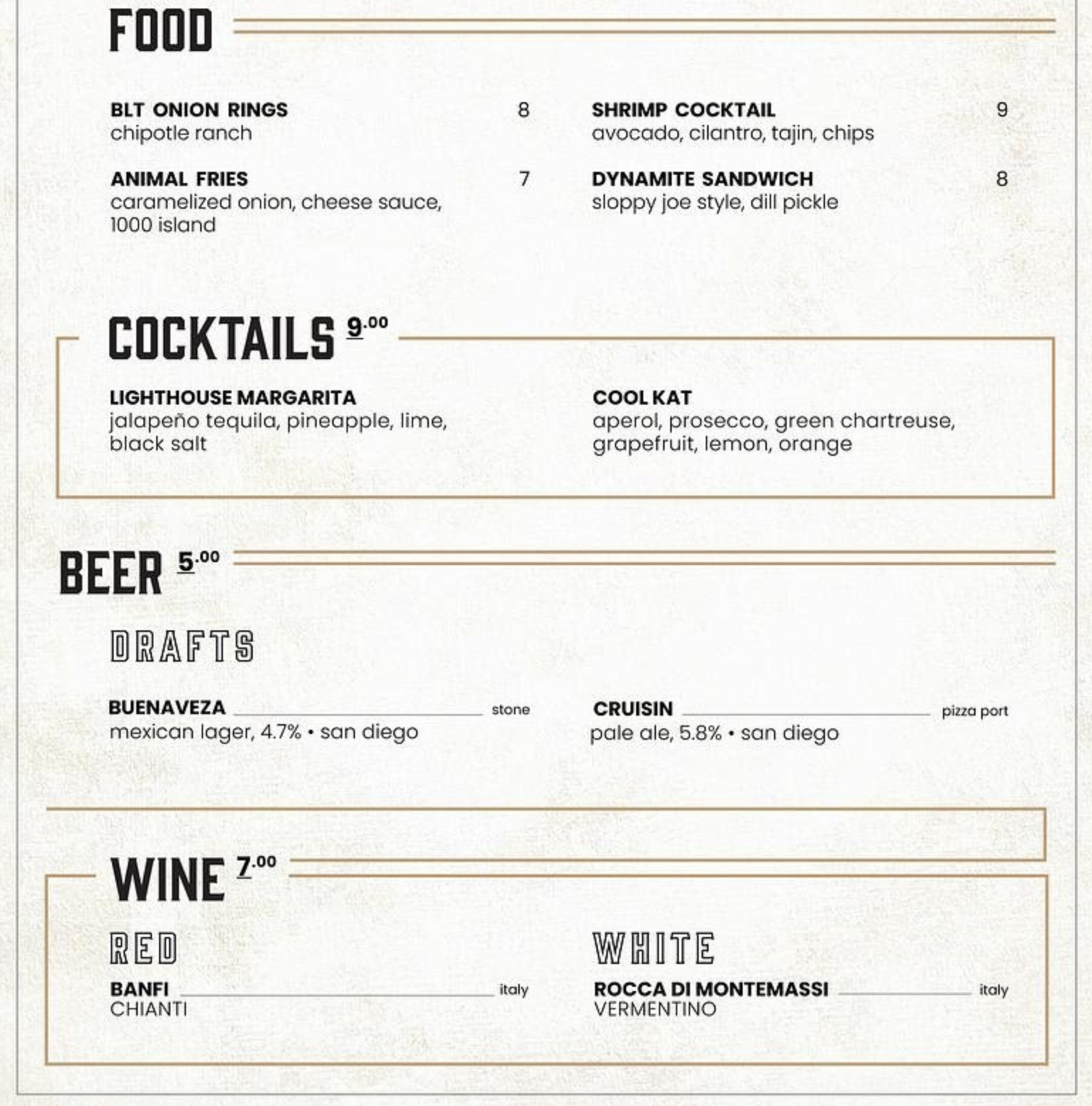 Food & Drink Menu