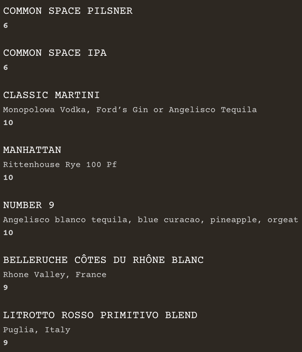 Drink Menu