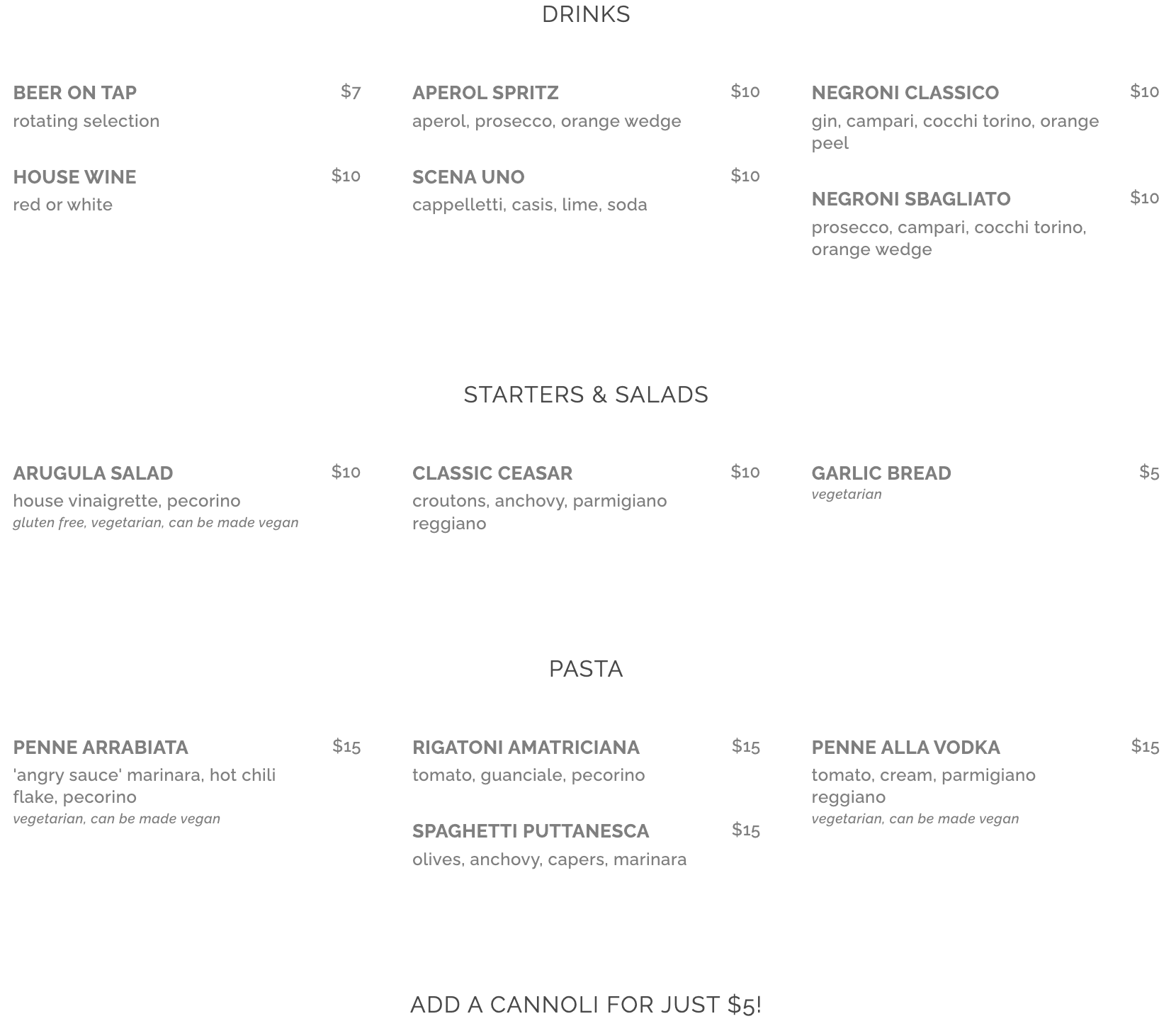 Food & Drink Menu