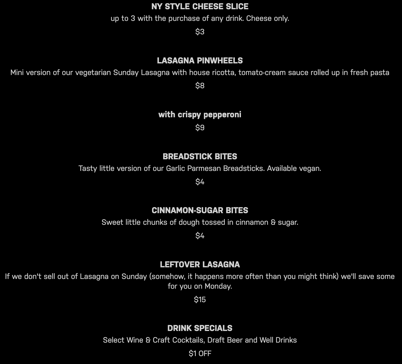 Food & Drink Menu