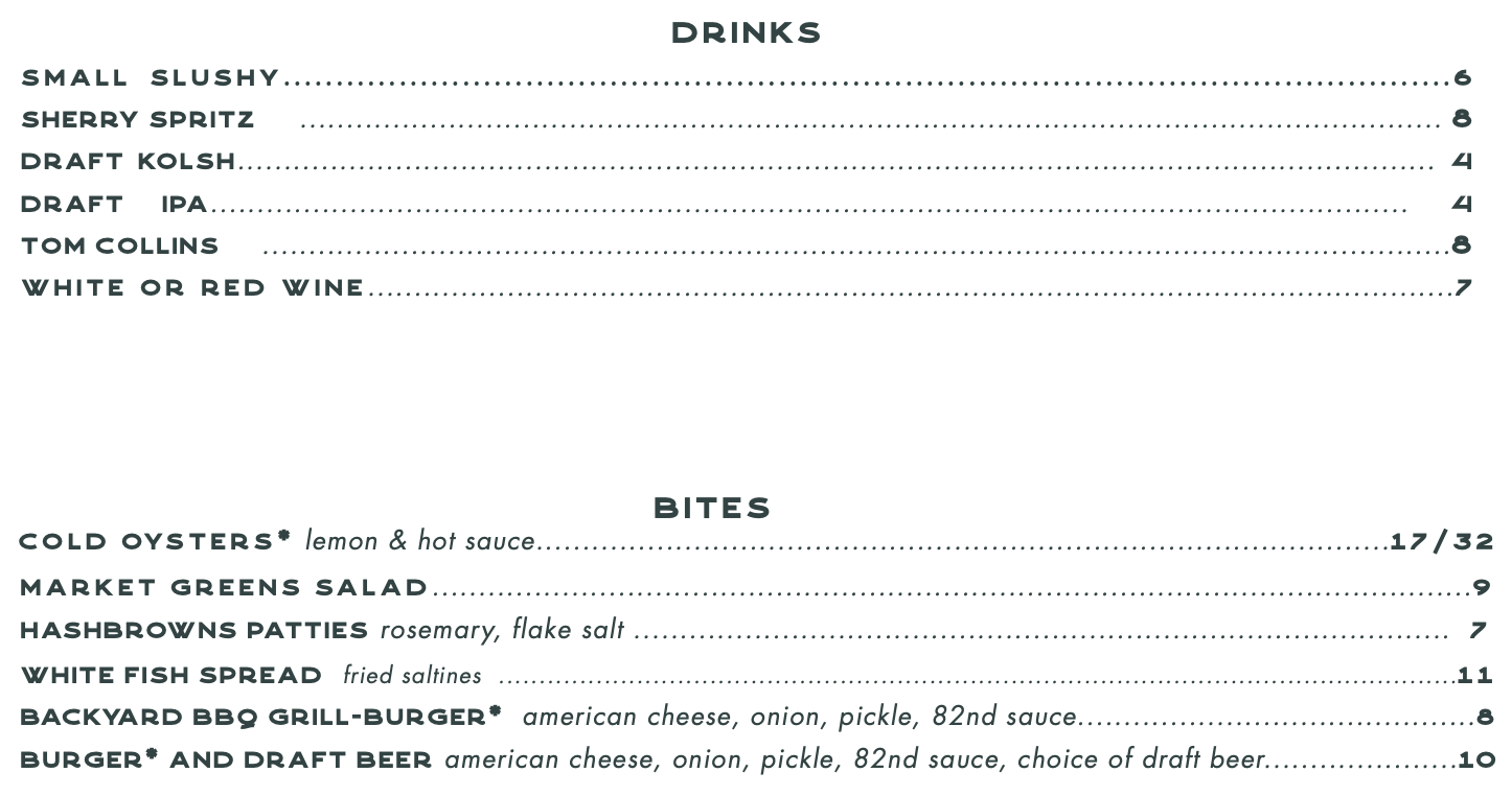 Food & Drink Menu