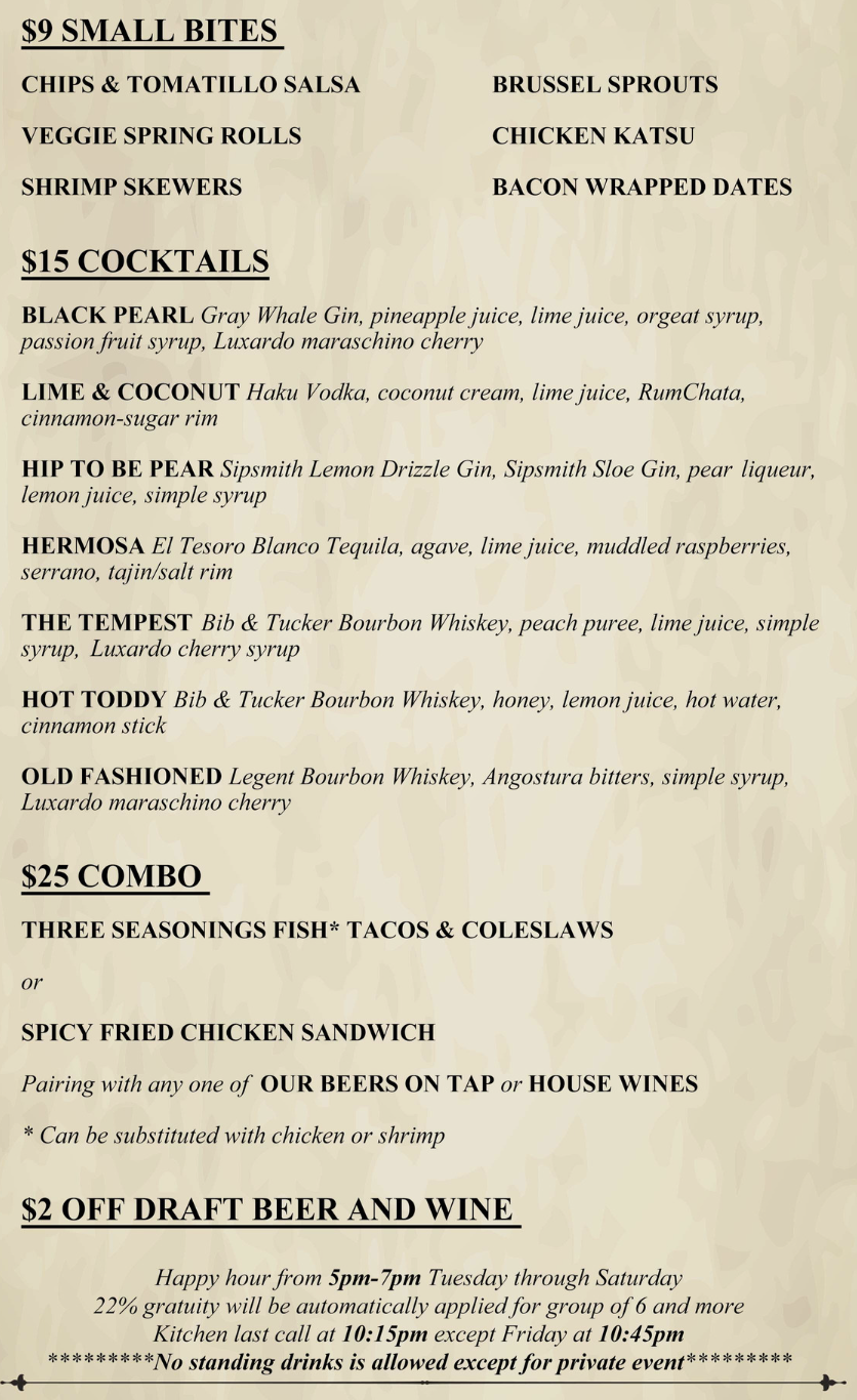 Food & Drink Menu