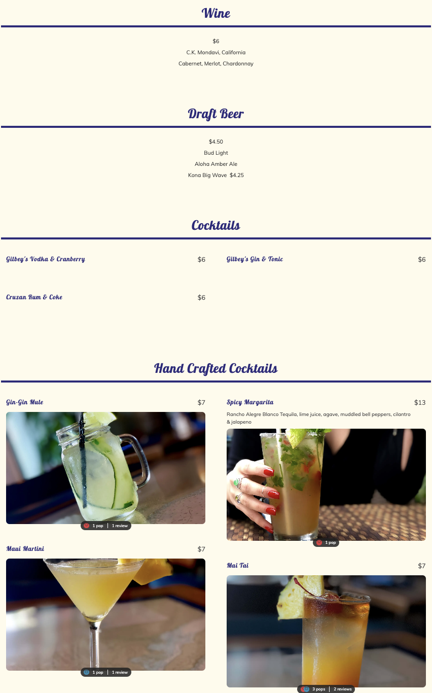 Drink Menu