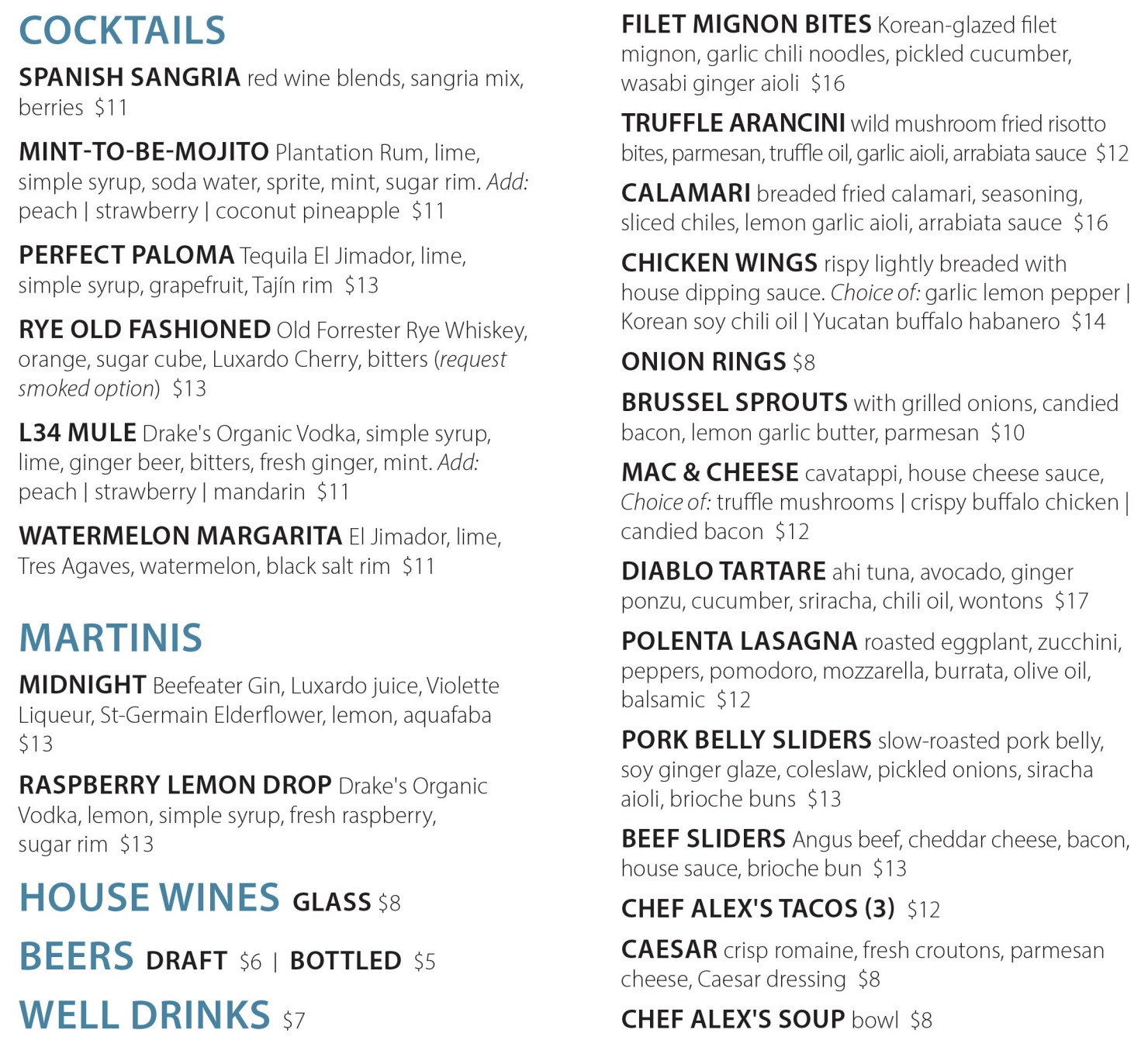 Food & Drink Menu