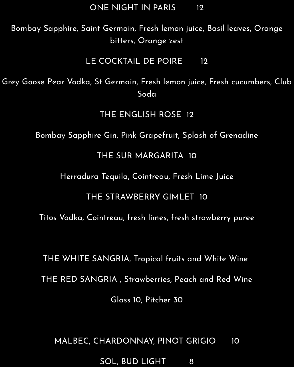 Drink Menu