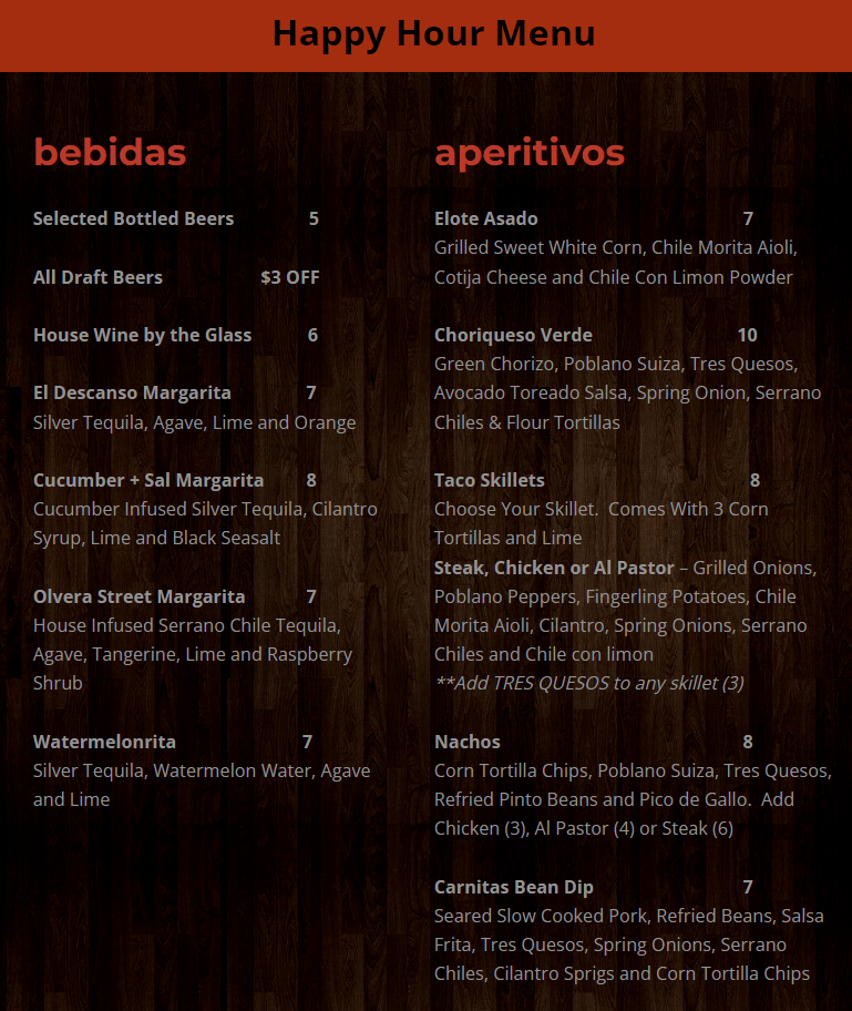 Food & Drink Menu