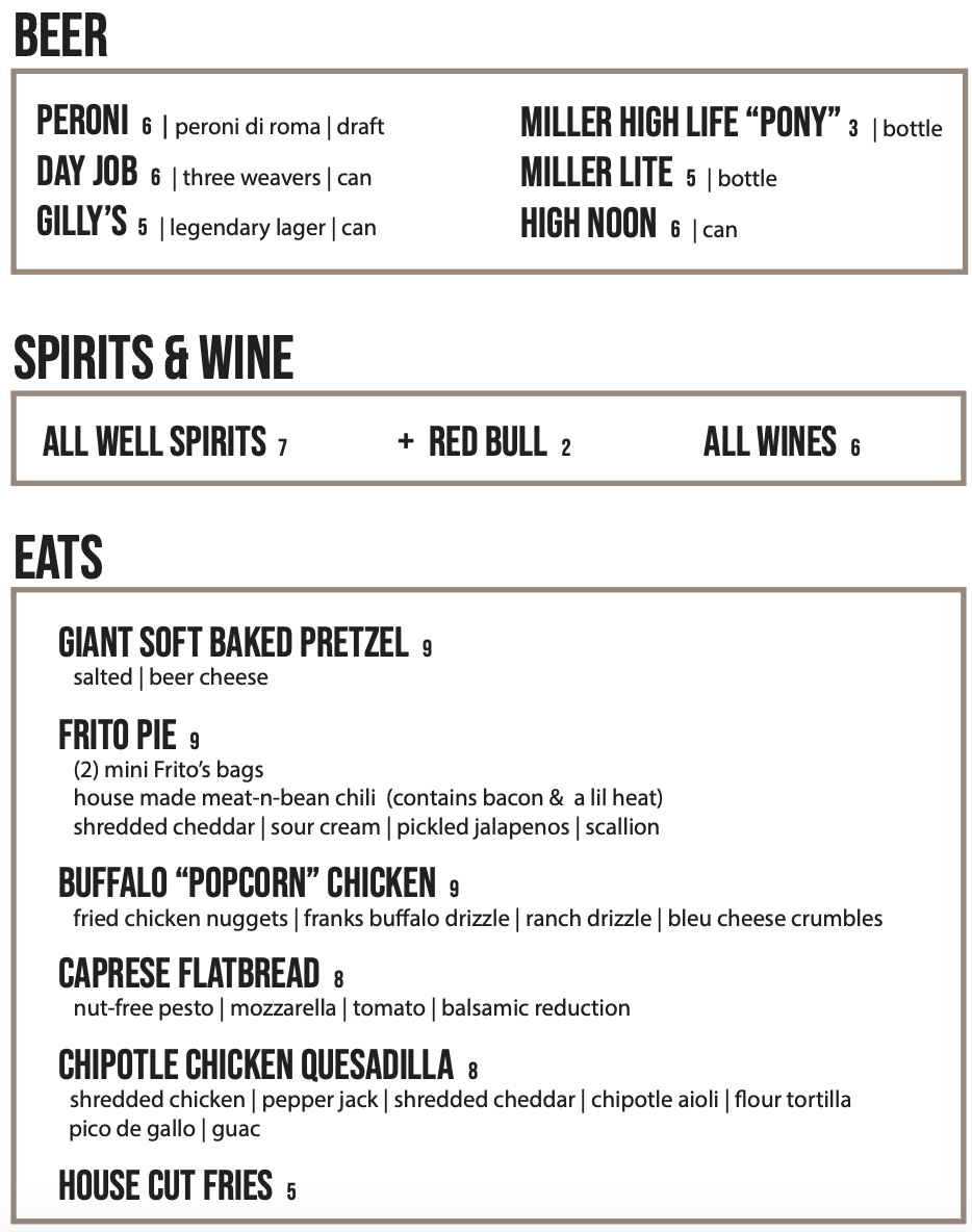 Food & Drink Menu