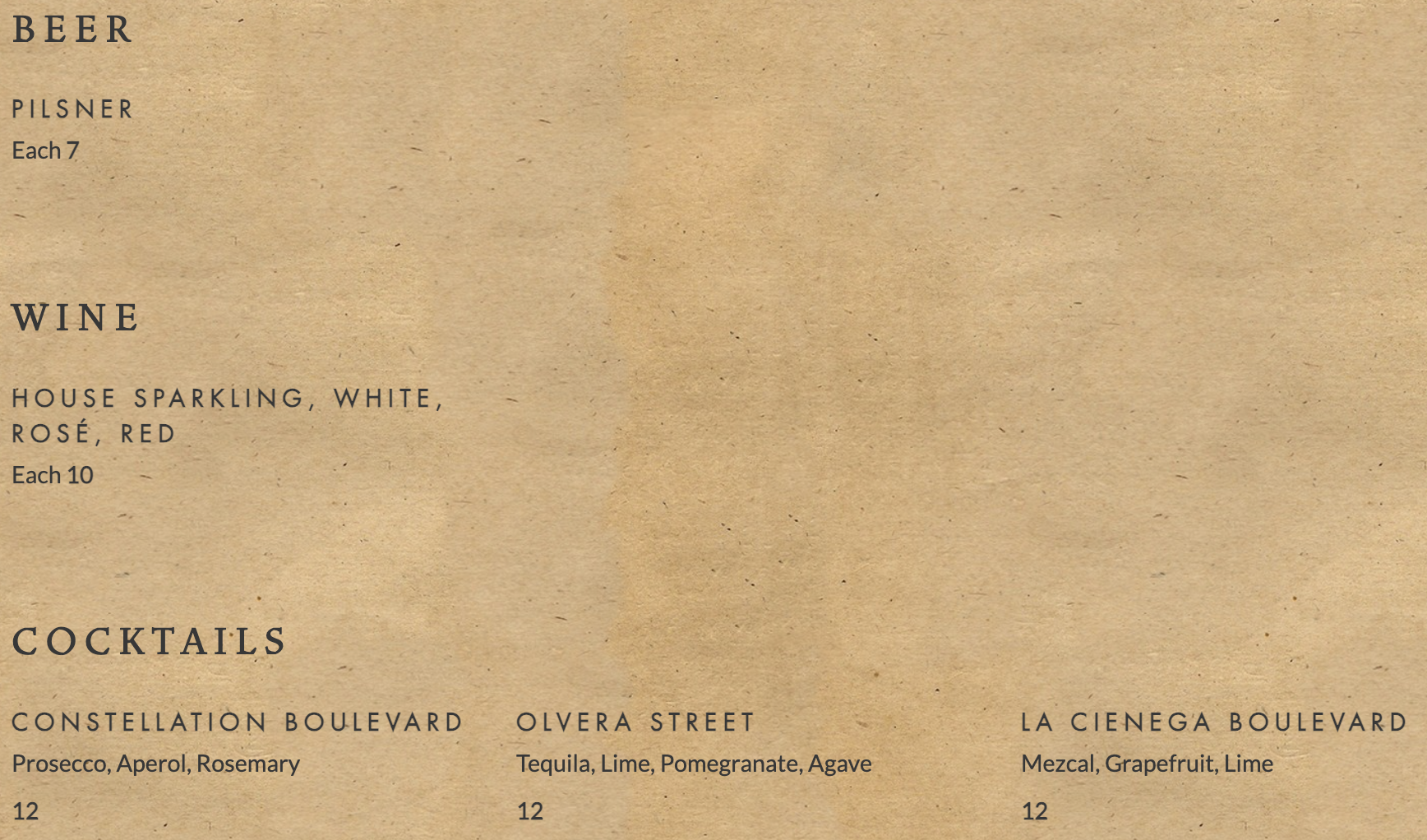Drink Menu