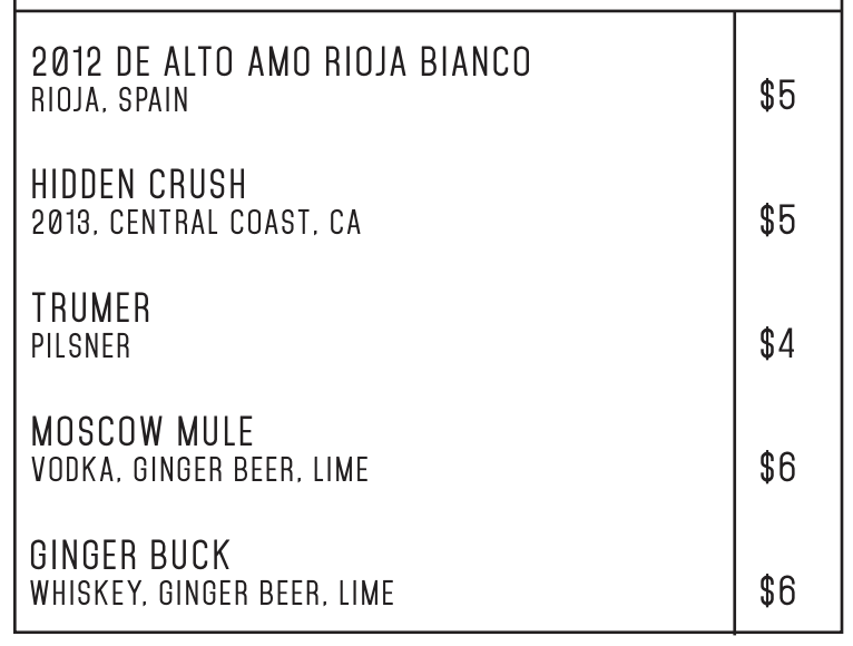 Drink Menu