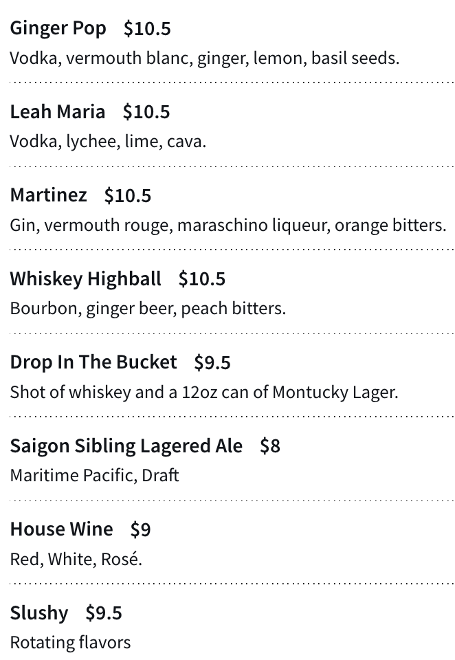 Drink Menu