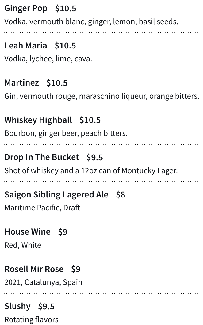Drink Menu