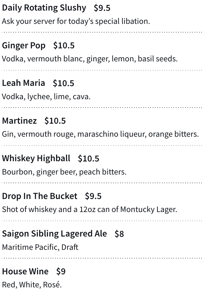 Drink Menu