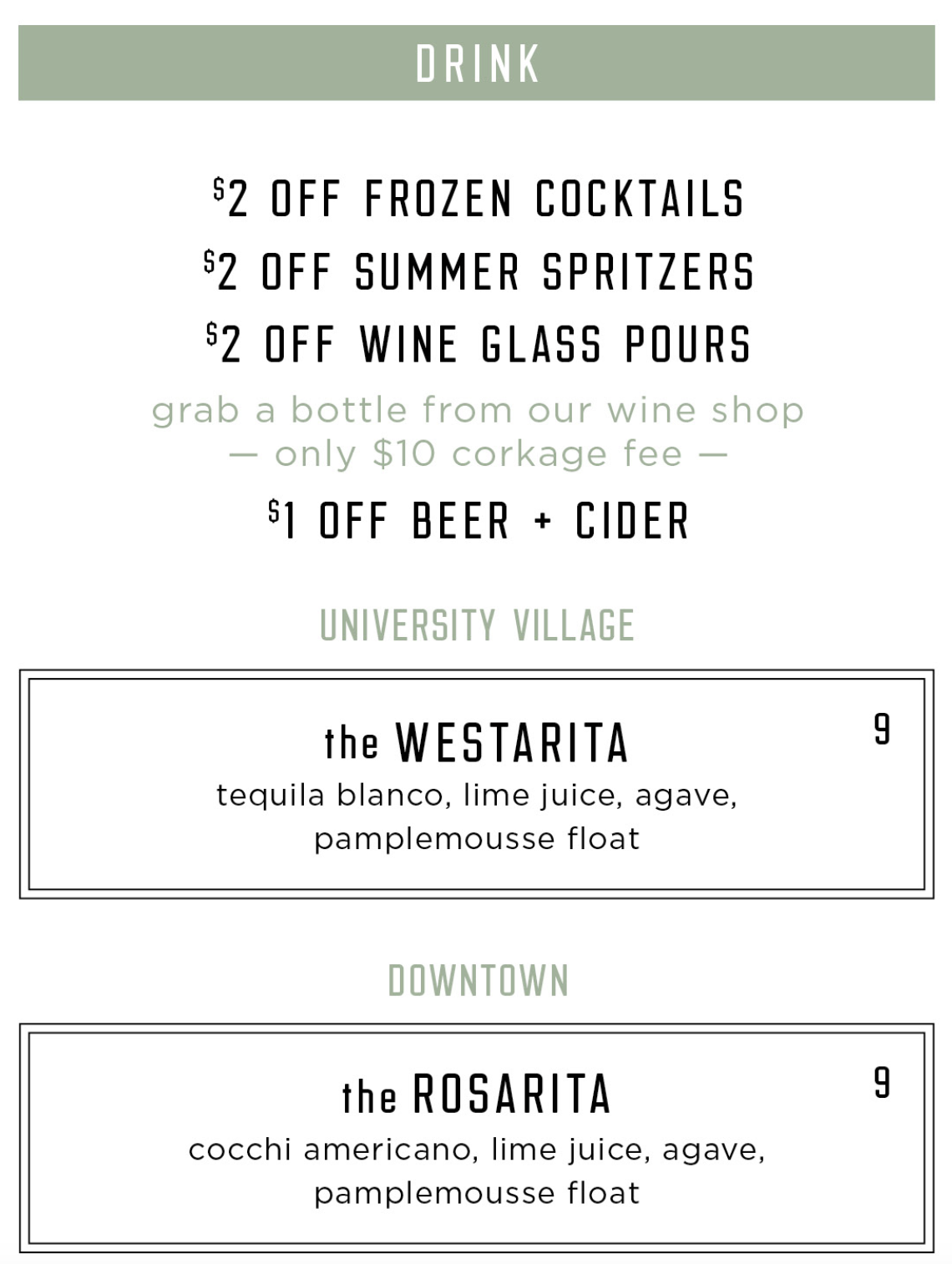 Drink Menu