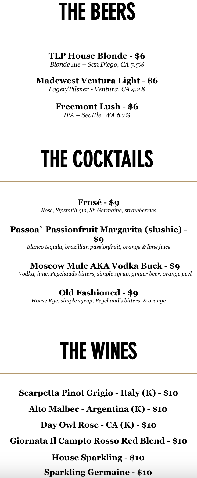 Drink Menu