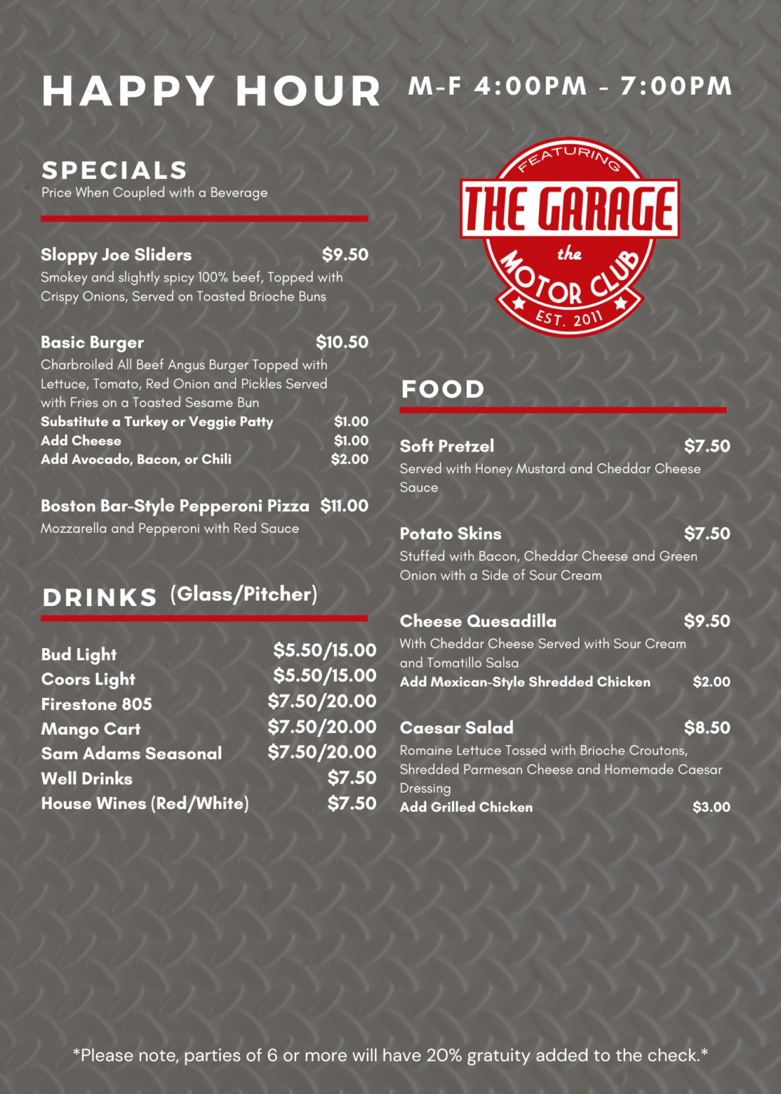 Food & Drink Menu