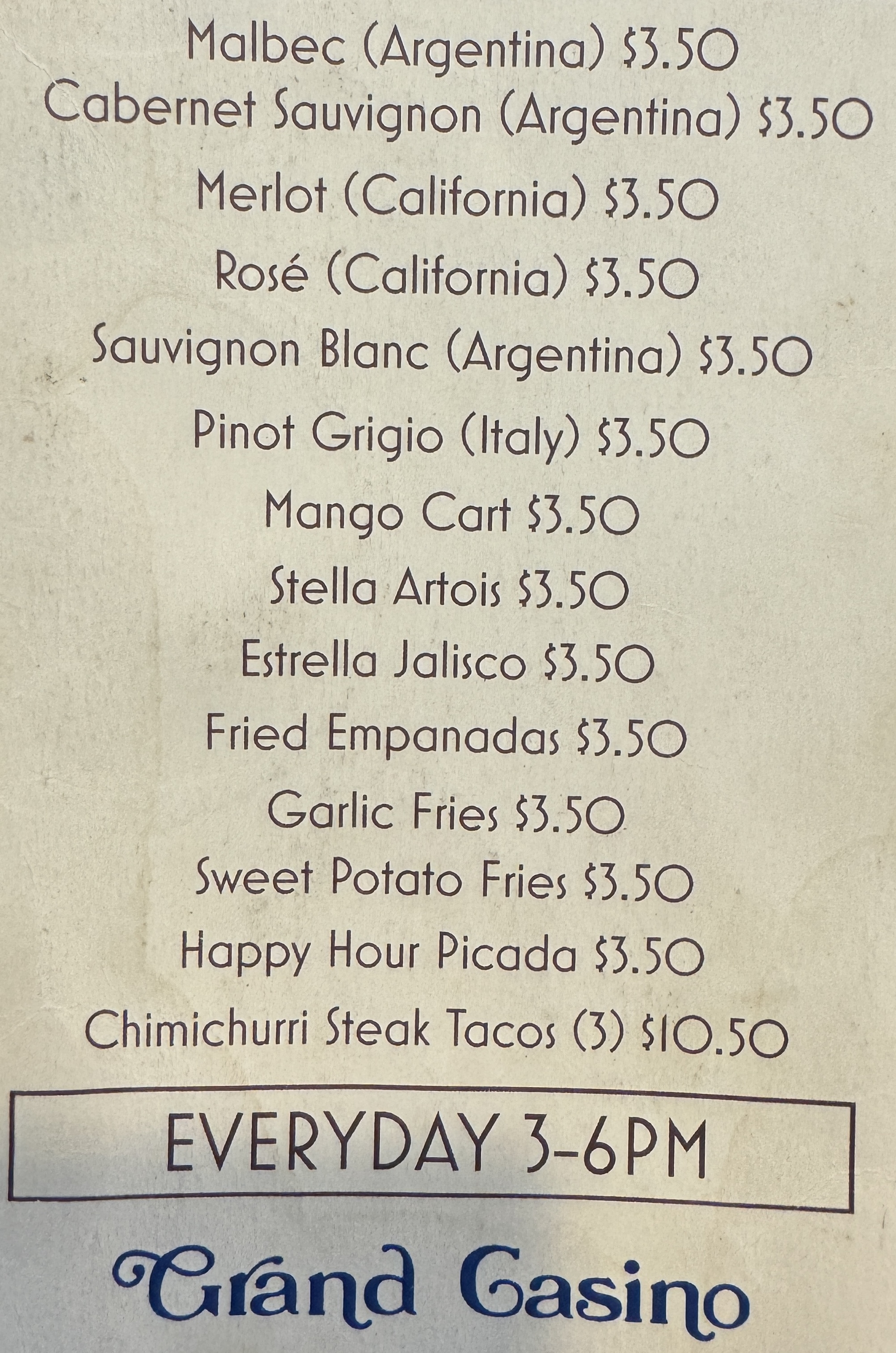 Food & Drink Menu
