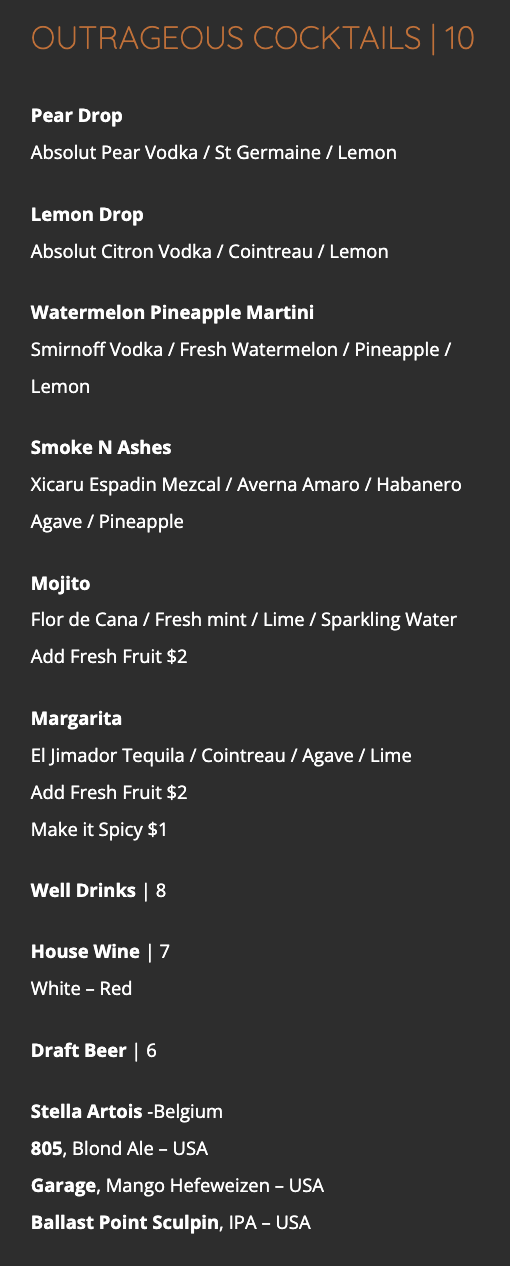 Drink Menu