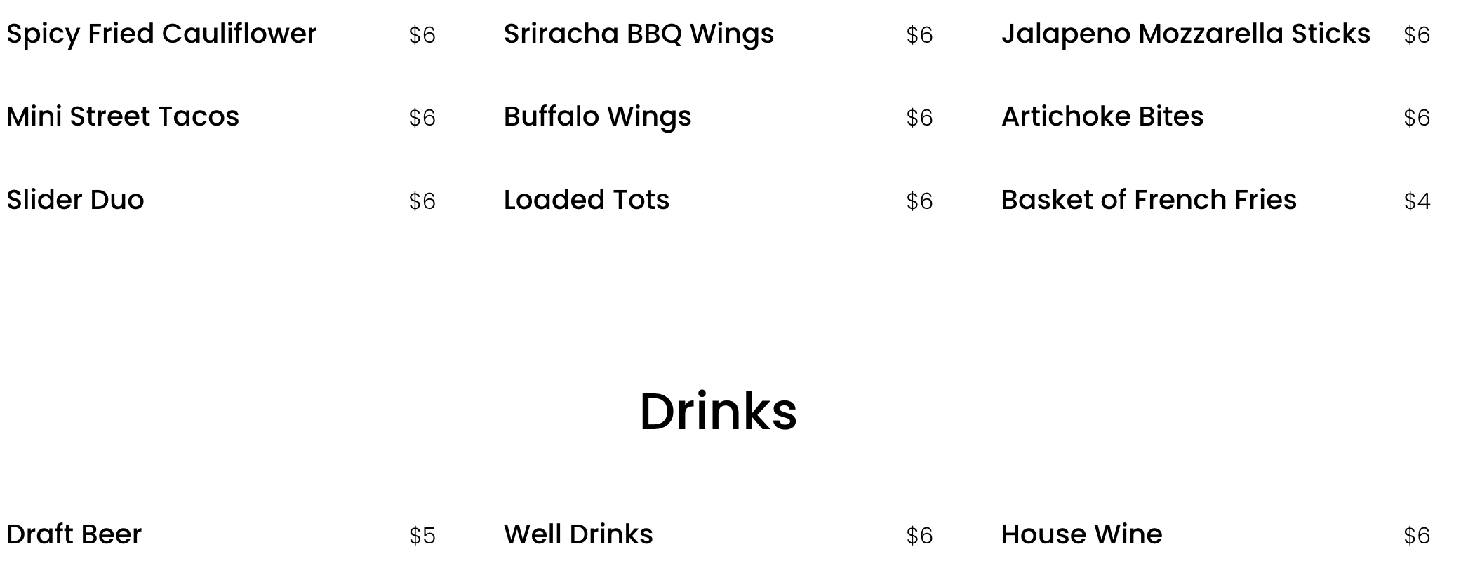 Food & Drink Menu
