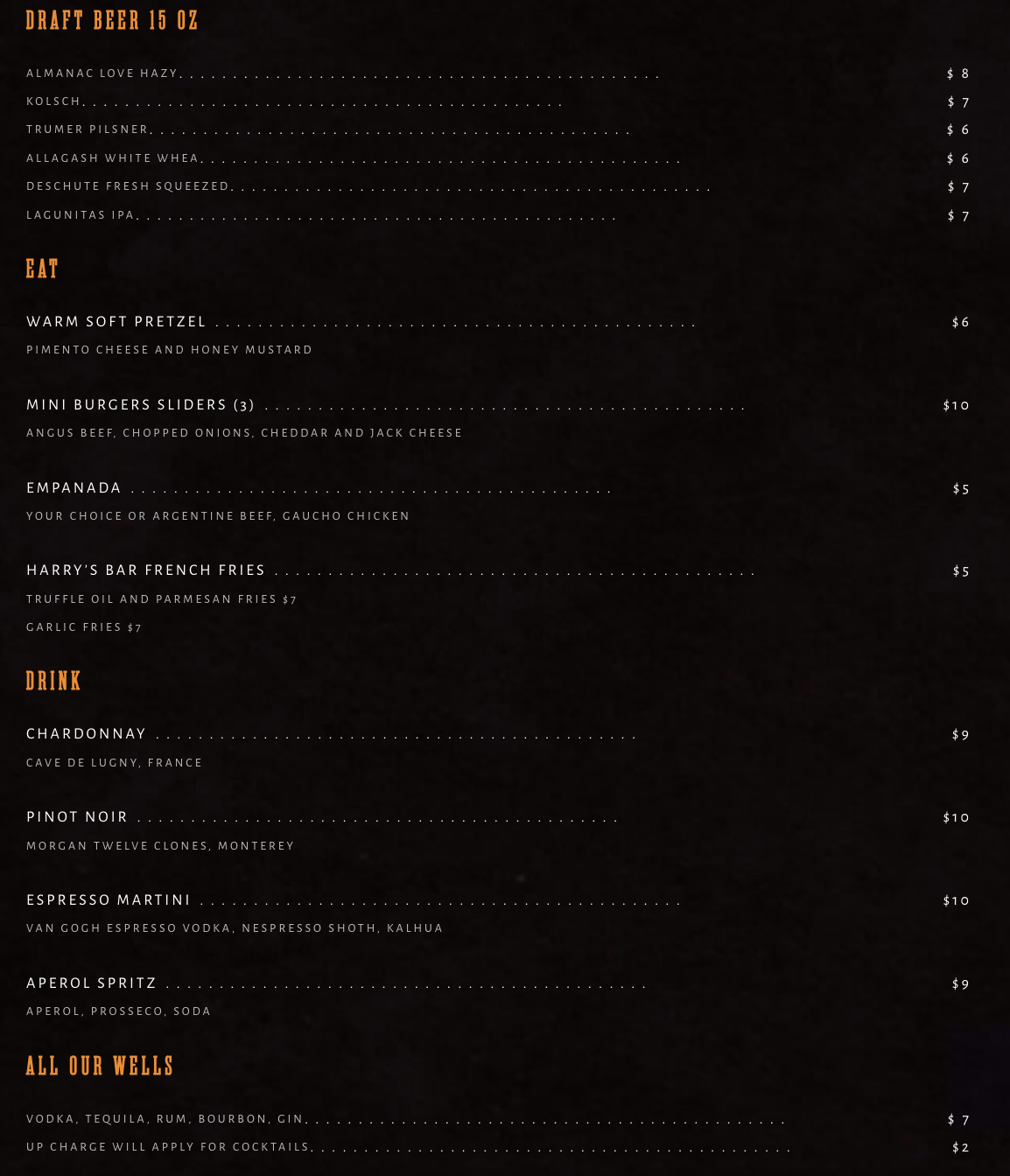 Food & Drink Menu