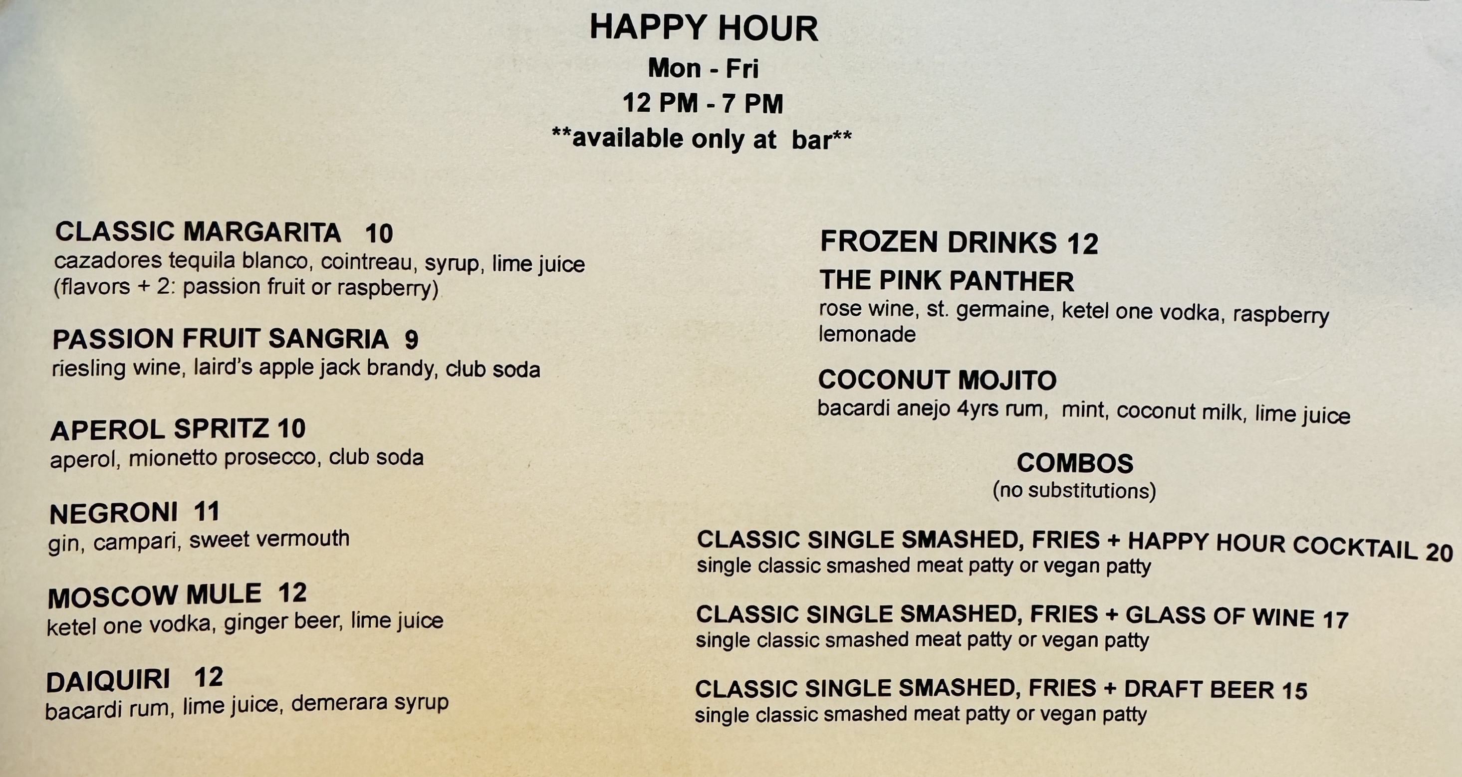 Food & Drink Menu