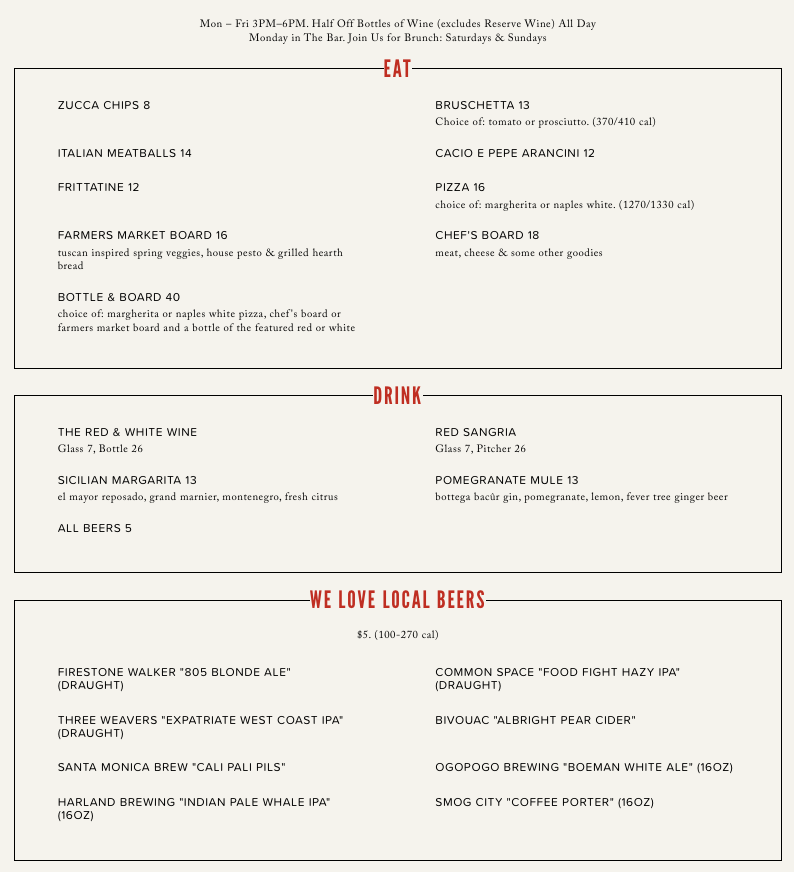 Food & Drink Menu