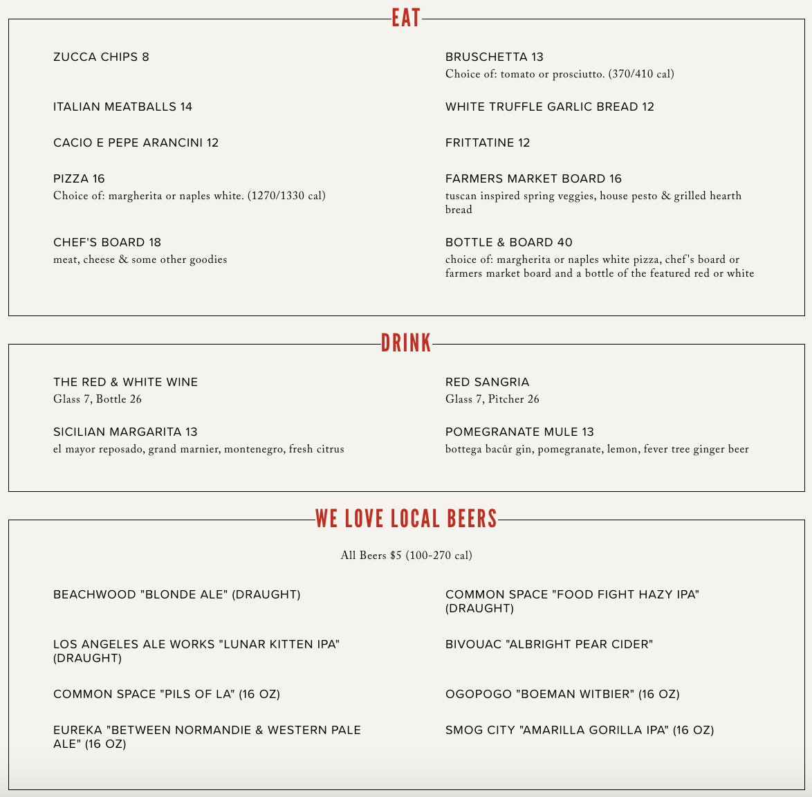 Food & Drink Menu