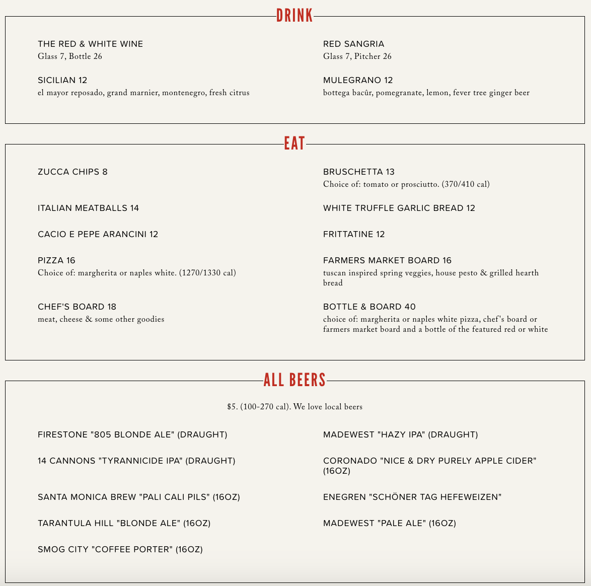 Food & Drink Menu