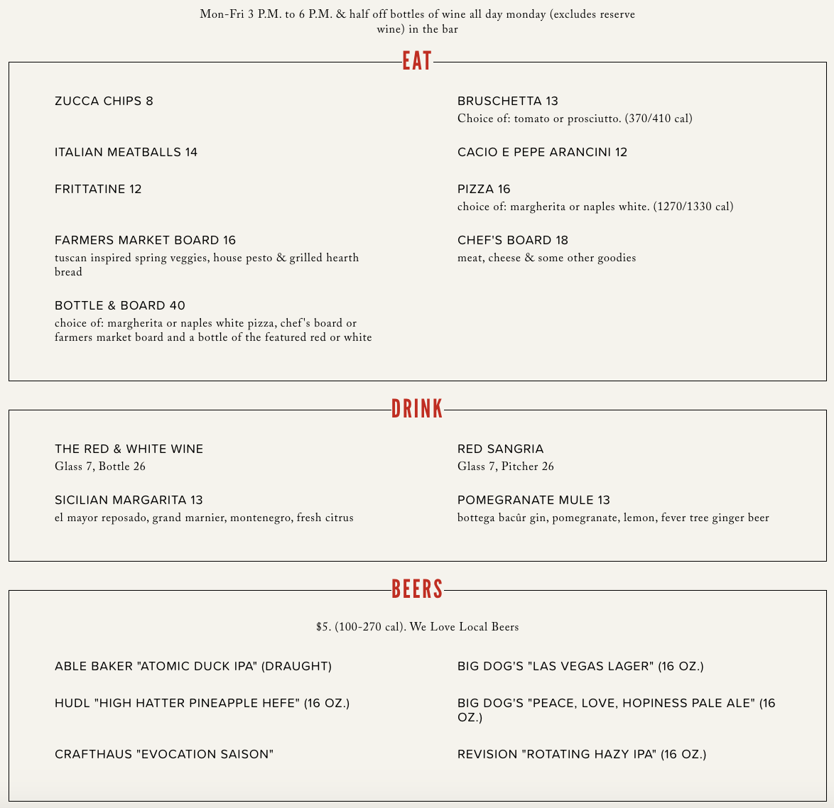 Food & Drink Menu