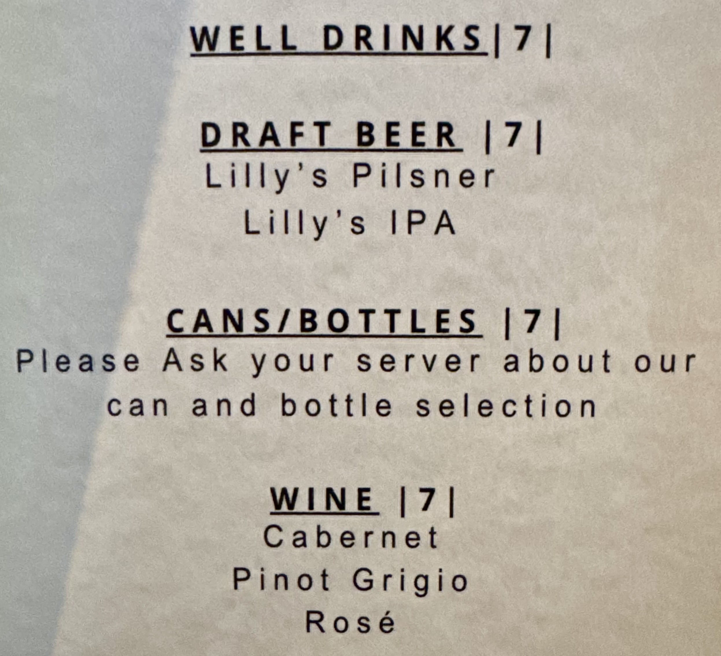 Drink Menu